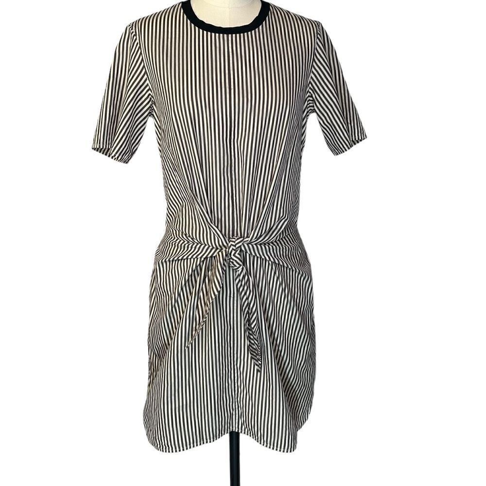3.1 Phillip Lim Striped Brown and Tan Striped Belted Mini Dress | Size 6